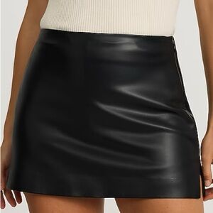 Express Sleek Black Leather Mini Skort